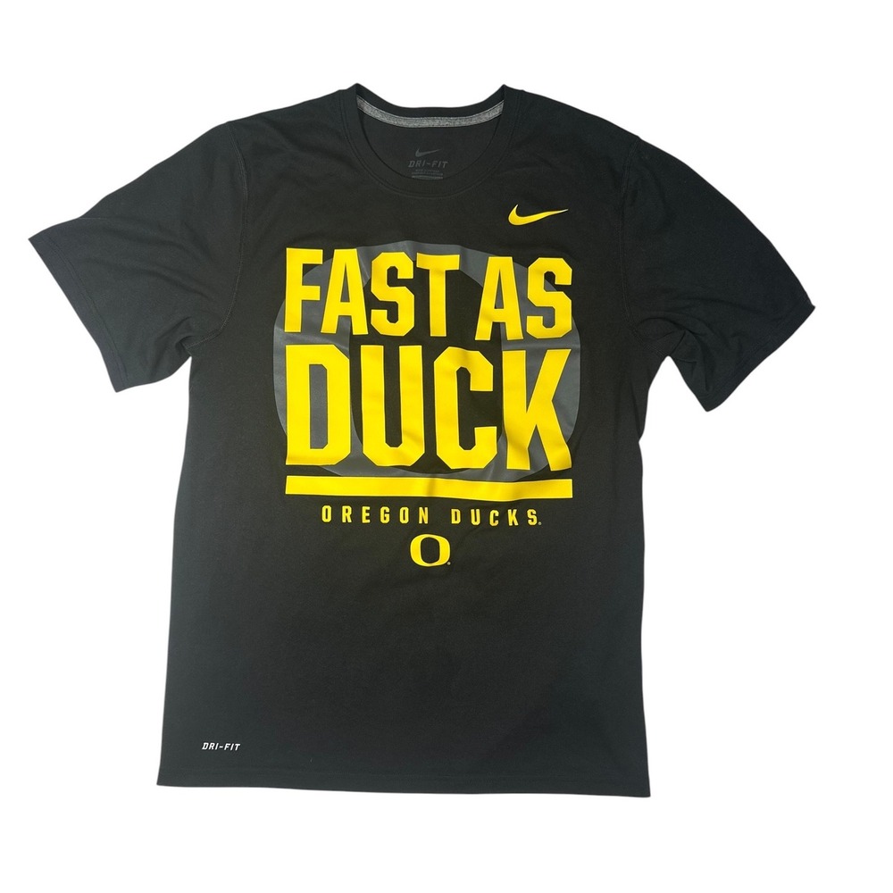 Nike Oregon Ducks T-Shirt Mens Small Black Fast As Duck Excellent Dri-FIT Tee
